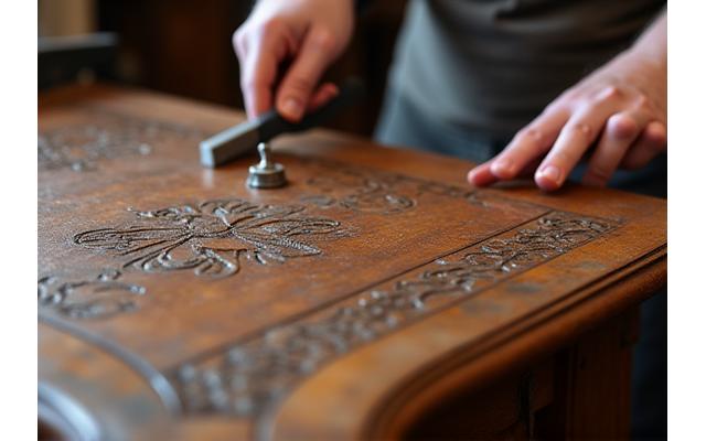 Oude houten meubels gerestaureerd dichtbij