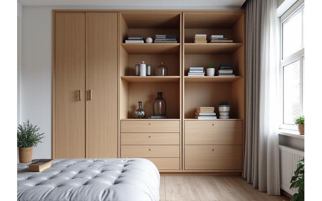 Op maat gemaakte inbouwkast in een slaapkamer