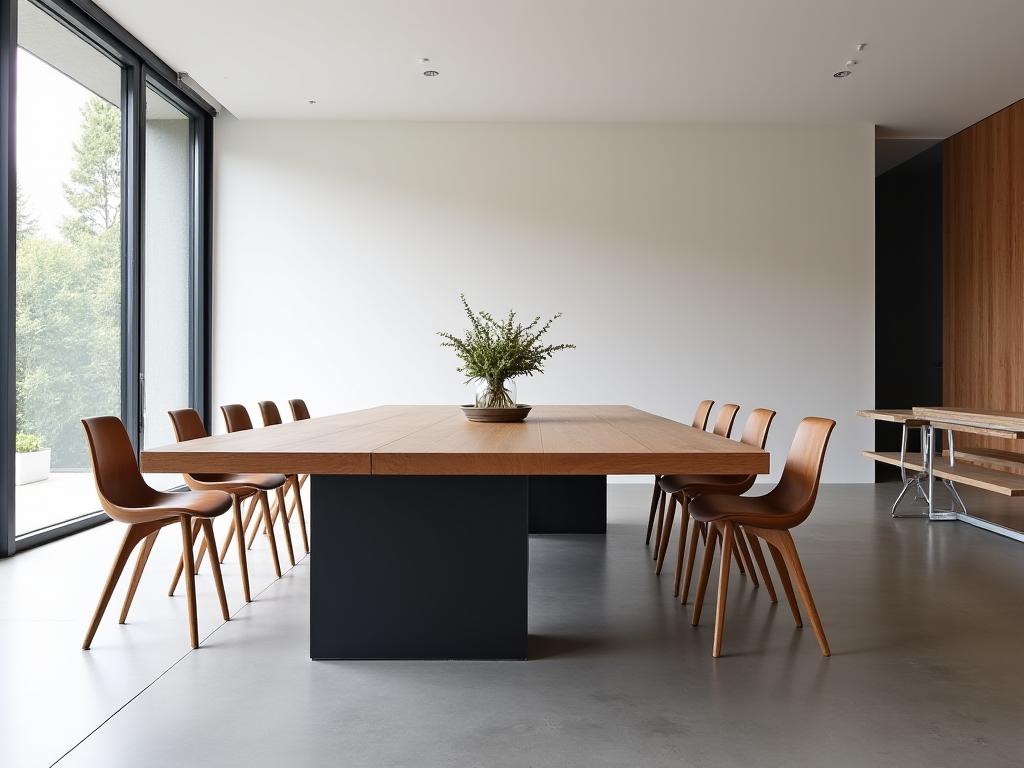 Op maat gemaakte eiken eettafel met stalen onderstel